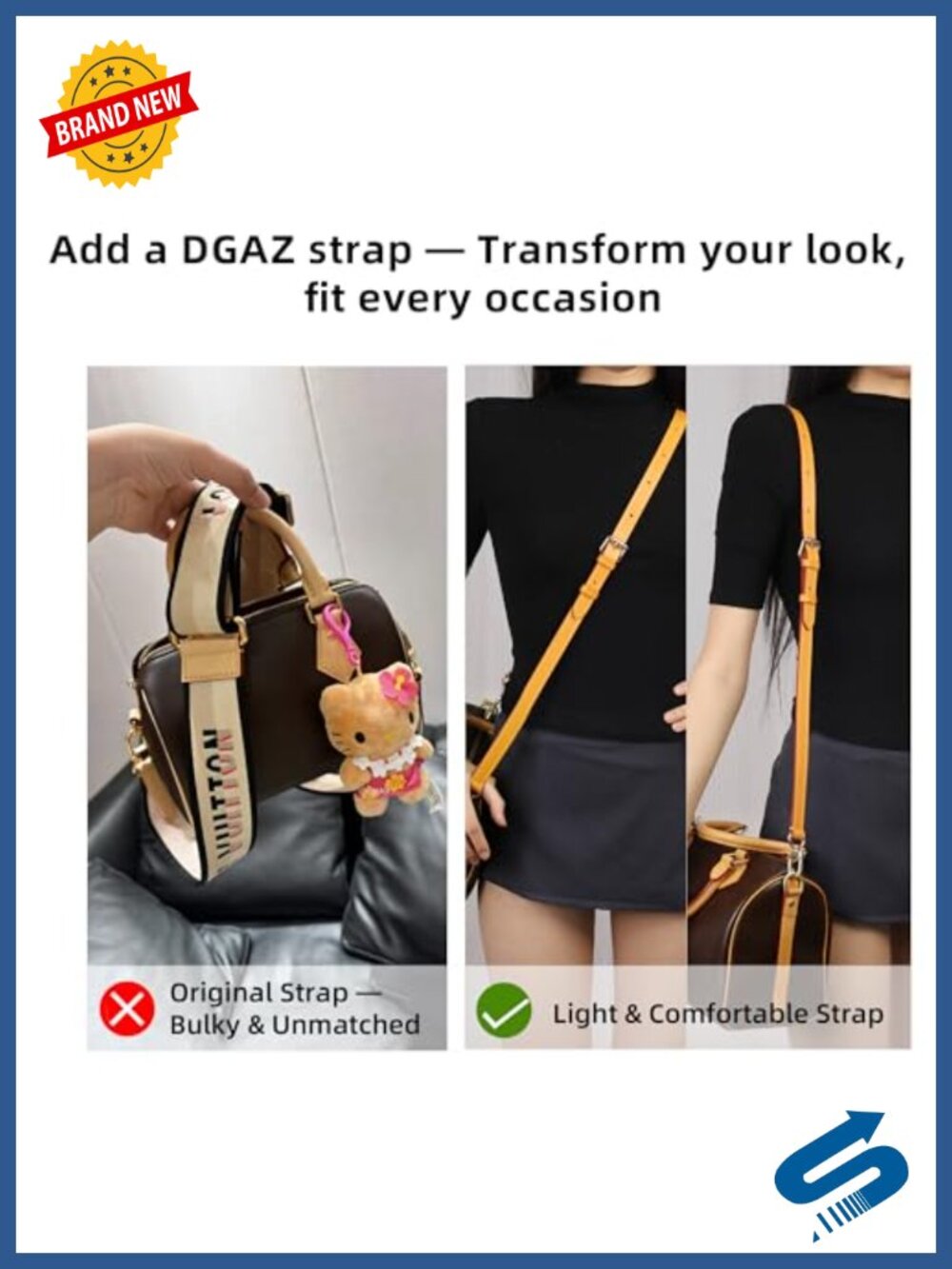 Leather Shoulder Strap for Speedy Bag Adjustable Crossbody Bag Replacement - Picture 2 of 6